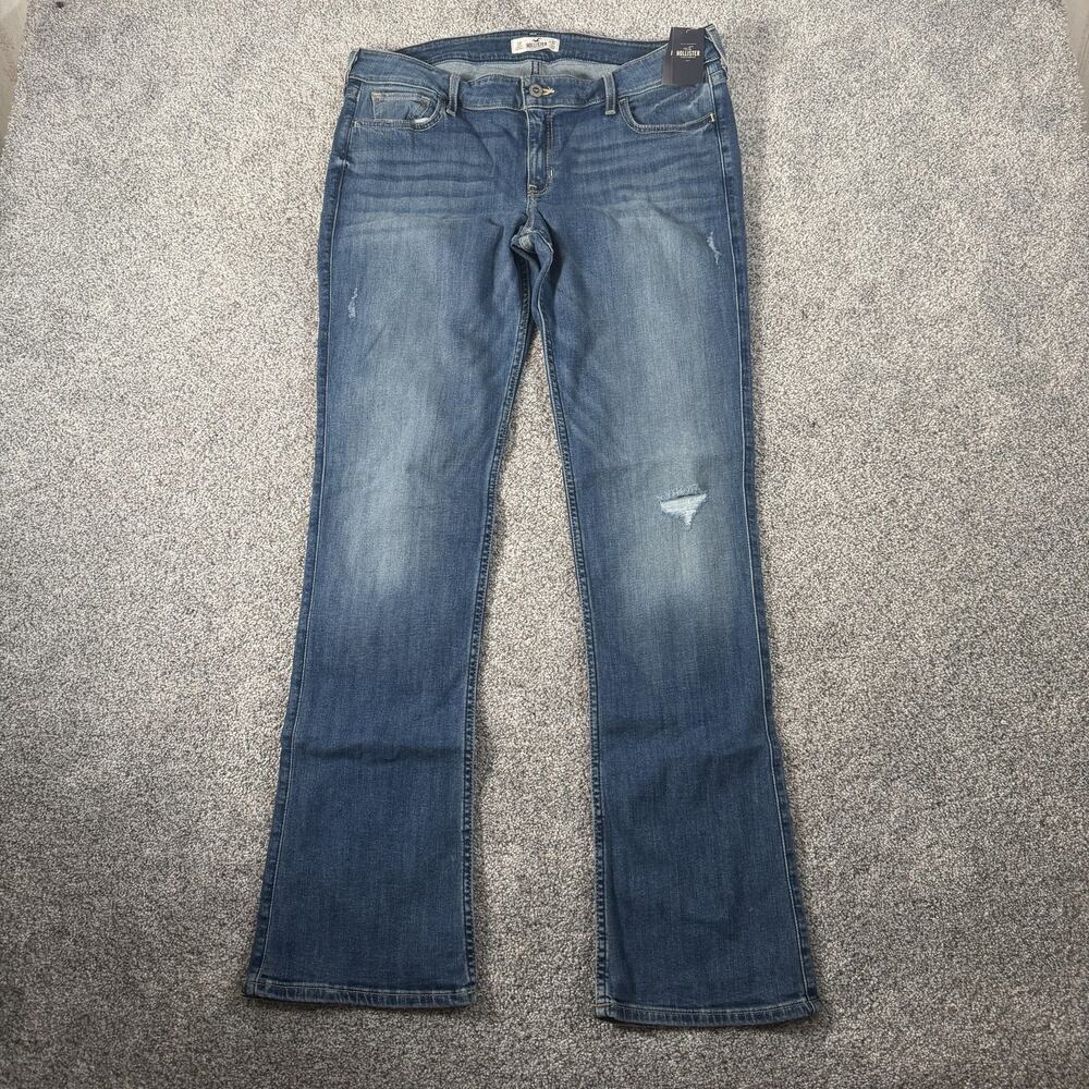 Hollister Boot Jeans Size 15R 32x33 Blue Distressed Stretch Denim Normcore